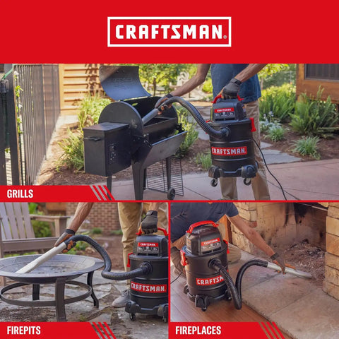 CRAFTSMAN CMXEVBE17050 5 Gallon 7.8 Amp Ash and Grilling Vacuum | Portable Dry Only Shop Vacuum with Drum Filter, Cartridge Filter, Hose and Attachments for Cool/Dry Ash Cleaning