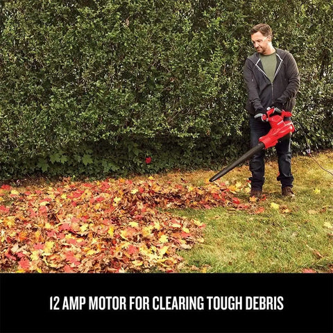 CRAFTSMAN 3-in-1 Leaf Blower, Vacuum and Mulcher, Backpack Blower Up to 260 MPH, 12 Amp, Corded Electric Leaf Collector (CMEBL7000)