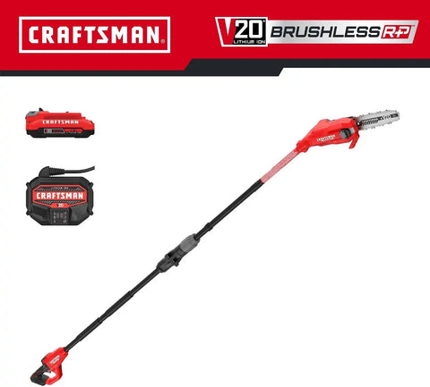CRAFTSMAN V20 8 FT Cordless Pole Chainsaw for Tree Trimming with Battery and Charger Included (CMCPS630D1)