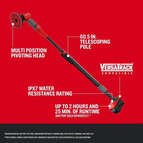 CRAFTSMAN V20 Cordless 2-in-1 Power Scrubber, Multi-Purpose, Bare Tool Only (CMCPS520B)
