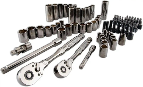 CRAFTSMAN OVERDRIVE 80-Piece Gunmetal Chrome Mechanics Tool Set, Standard SAE/Metric Socket Set, with Hard Case (CMMT99080L)