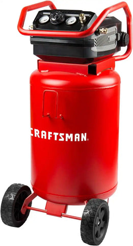 Craftsman Air Compressor, 20 Gallon Oil-Free 1.8 HP Max 175 PSI Pressure Two Quick Couplers Big Capacity, Red- CMXECXA0232043 | Dual Quick Couplers, 1.8HP, 5 CFM @ 40 PSI Air Compressor for Garage, Jobsite & Workshop