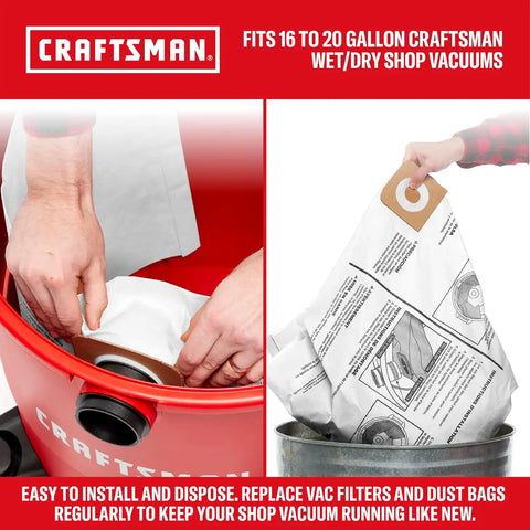 CRAFTSMAN CMXEVBE17656 20 Gallon 6.5 Peak HP Wet Dry Vac with Cart Bundle