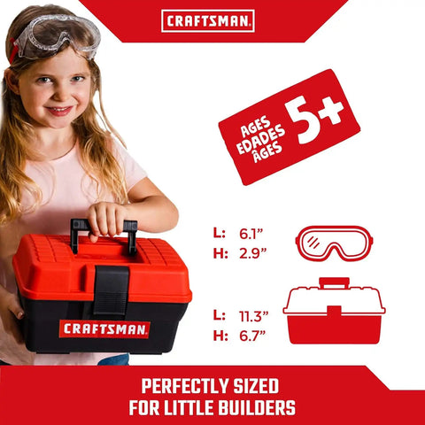 Tool Box+Set 4-5 pcs PH Mini Screwdriver, Flat Mini Screwdriver, Tape Measure, Safety Goggles, Toolbox