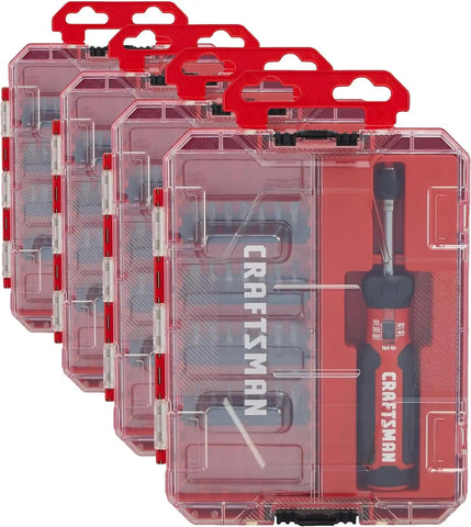CRAFTSMAN Torque Screwdriver Set with Storage, 1" Phillips, Slotted, Hex, Torx and Square Screwdriving Bits, 29 Piece (CMHT68130) (Pack of 4)