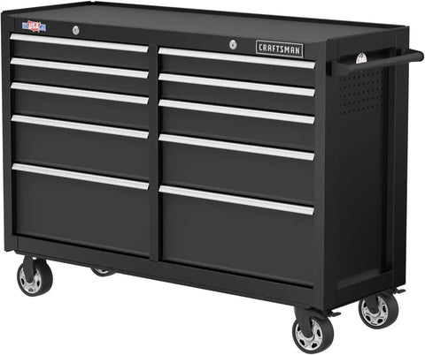 CRAFTSMAN S2000 52" Tool Chest, 10-Drawer Rolling Tool Storage Cabinet with Tray and Holder, Black (CMST352102BK)