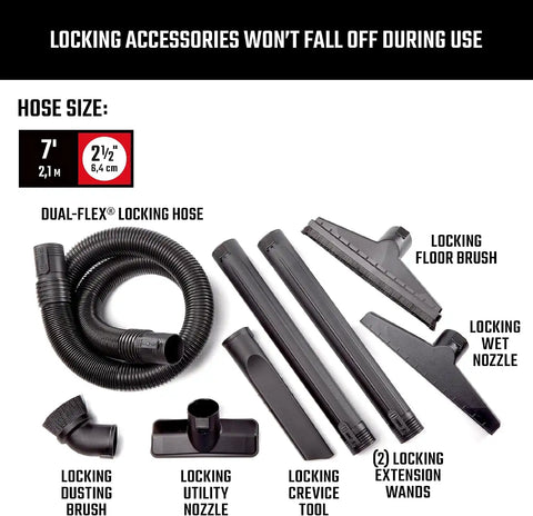 CRAFTSMAN CMXZVBE38800 2-1/2 in. Wet Dry Shop Vacuum Pro Attachment Kit | Industrial-Grade Shop Vacuum Accessories for Heavy-Duty Projects, Fits 2-1/2 in. Hose Diameters