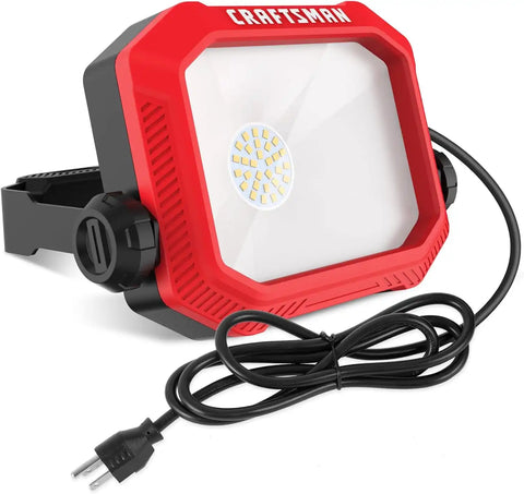 CRAFTSMAN 2500 Lumen LED Portable Work Lights with 2-in-1 Adjustable Metal Stand/Handle, Cool White, Shatterproof Glass Lens, 5FT Power Cord, ETL Certifed, Perfect for Heavy duty