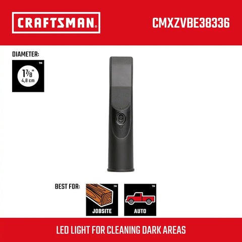 CRAFTSMAN CMXZVBE38336 1-7/8 in. LED Lighted Car Nozzle Vacuum Attachment