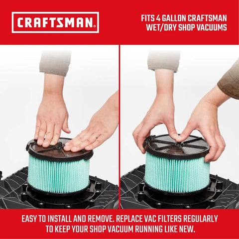 CRAFTSMAN CMXZVBE38740 Genuine 4 Gal. HEPA Media Wet Dry Shop Vacuum Filter | Fits Most 4 Gallon CRAFTSMAN Shop Vacuums, Easy Installation and Traps Allergens