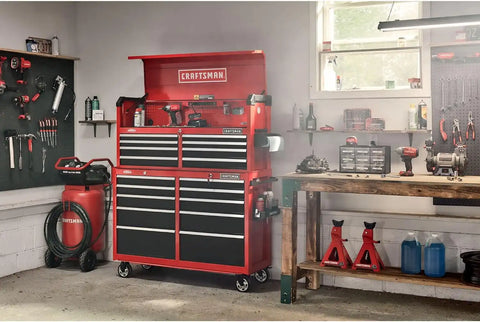 CRAFTSMAN S2000 52" 8-Drawer Tool Storage Chest with Light and Divider, Red (CMST35282RB)