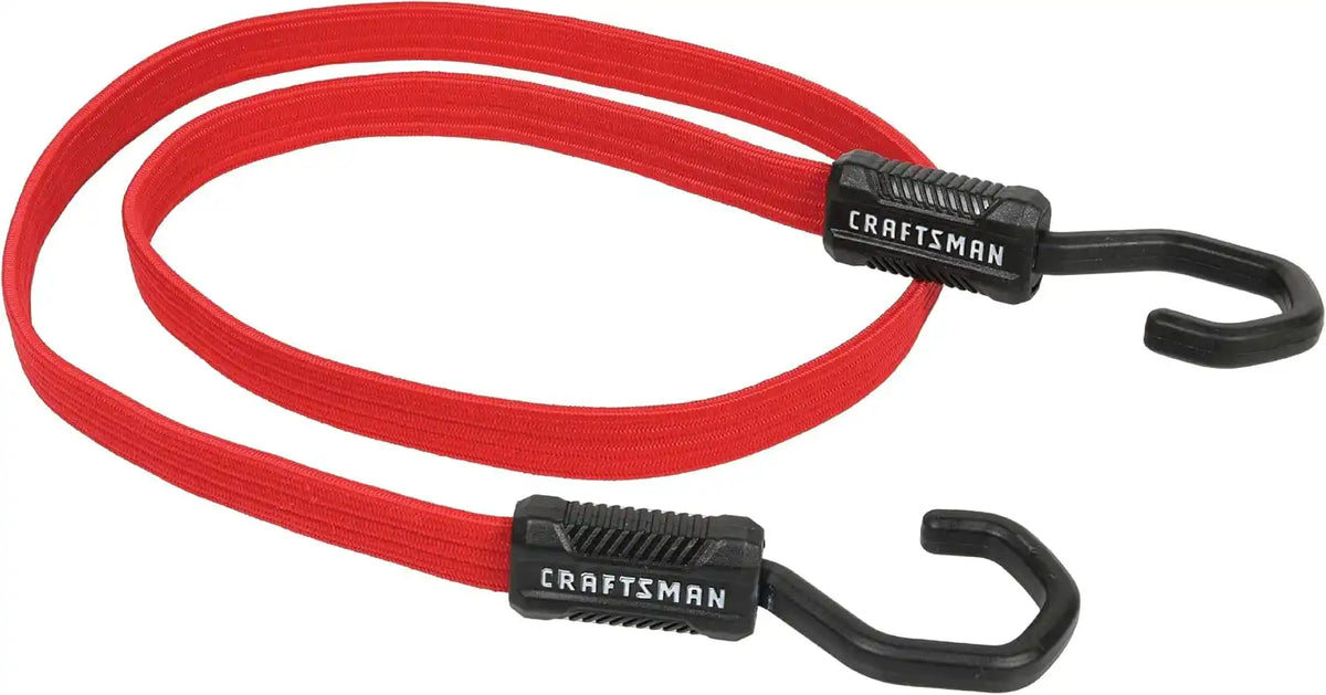 CRAFTSMAN 48" Flat Bungees with Self Centering X-Large Hooks, 32 Pack | XL Non Scratch Steel-Core Hooks, Textured Grip Pad, Easily Stretch and Secure Lightweight Gear, Trunk Cargo & Everyday Hauls