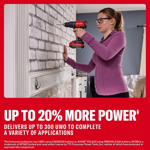 CRAFTSMAN 20V MAX 1/2 Cordless Hammer Drill, Includes 2 Batteries (2 Ah), Charger and Double Ended Bit, Longer Runtime Power Hammer Drill with LED Light (CMCD712D2)