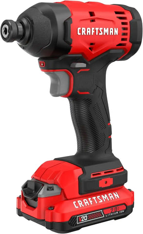 CRAFTSMAN Cordless 1/4 Impact Driver with 2 Ah Lithium Ion Battery, Charger and PH2 Screwdriving Bit, LED Light, High Torque, Variable Speed, 2900 RPM (CMCF801D1)