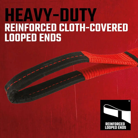 CRAFTSMAN 2" x 20' Tow Recovery Strap with Loop Ends | 9,000 lbs Break Strength, Weather-Resistant Strap, Reinforced Looped Ends, Emergency Flat Terrain Tow and Recovery Solution