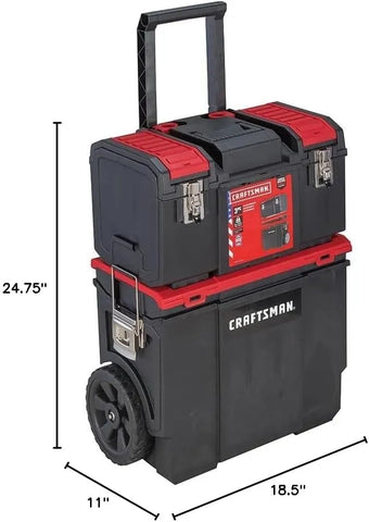 CRAFTSMAN 19-in. 3-in-1 Rolling Tool Box with Wheels, Red, Plastic, Lockable (CMST18614)