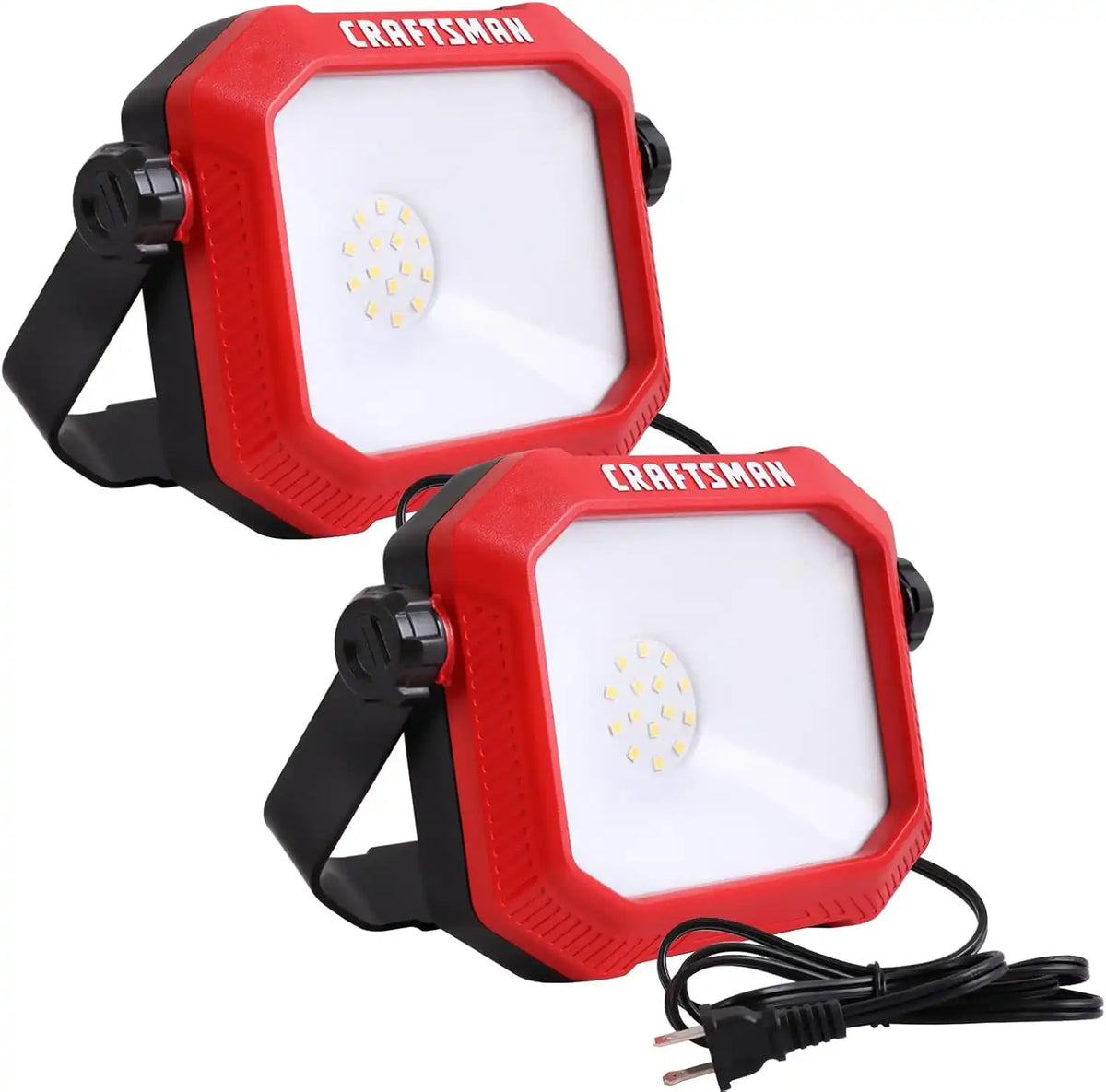 CRAFTSMAN 1100 Lumens 4000K LED Tiltable Portable Work Light with 2-IN-1 Adjustable Metal Rotating Stand and Handle, Impact-Resistant Glass Lens, 5FT Power Cord, ETL, 2 Count(Pack of 1)