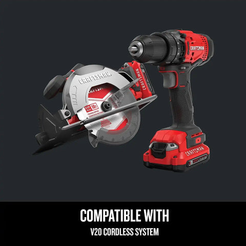CRAFTSMAN V20 Cordless Power Tool Combo Kit, with Drill/Driver, Circular Saw, 2 Batteries and Charger (CMCK202C2)