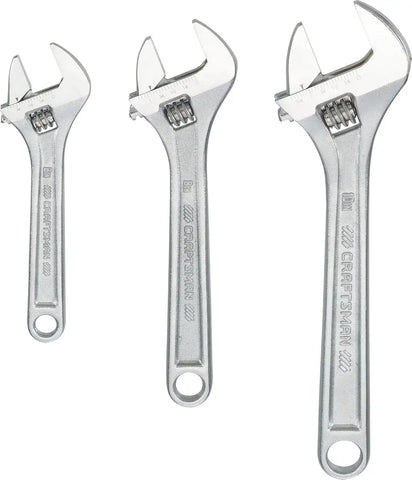 CRAFTSMAN Adjustable Wrench Set, 3-Piece All Steel, Metirc and SAE Scale (CMMT12001)