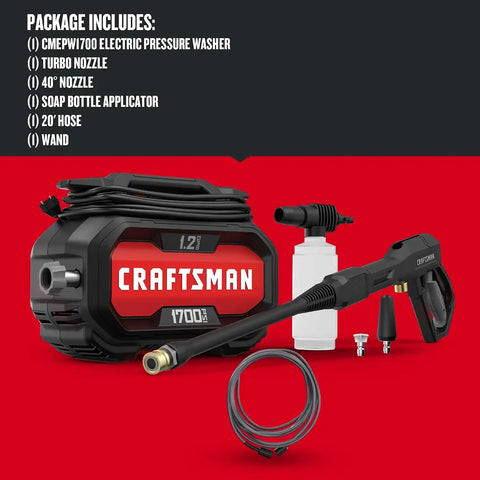 CRAFTSMAN 2100 & 1700 PSI Electric Pressure Washers with 1.2 GPM, Corded (CMEPW2100 & CMEPW1700)
