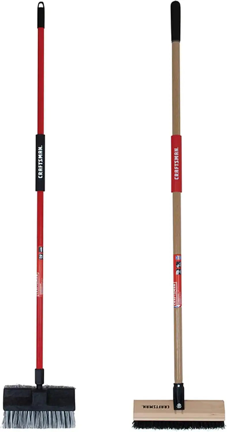 CRAFTSMAN CMXMKIT0100 2-Piece Long Handle Wash Brush Set with 10 in. All-Surface Wash Brush and 12 in. Scrubbing Deck Brush