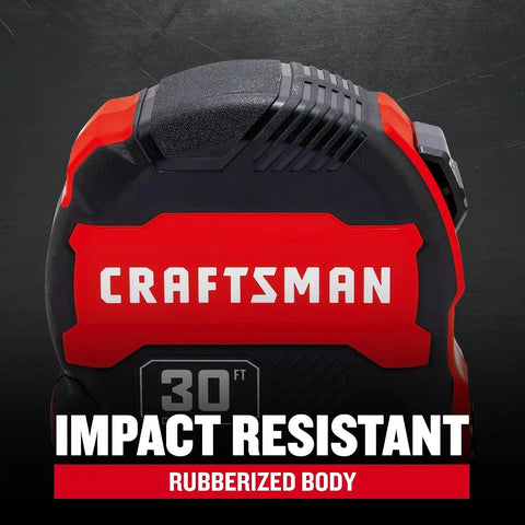 CRAFTSMAN 30-ft Tape Measure with Fraction Markings, Retractable (CMHT37445S)