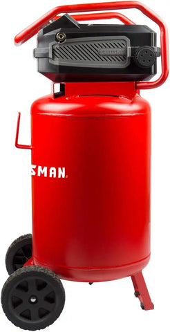 Craftsman Air Compressor, 20 Gallon Oil-Free 1.8 HP Max 175 PSI Pressure Two Quick Couplers Big Capacity, Red- CMXECXA0232043 | Dual Quick Couplers, 1.8HP, 5 CFM @ 40 PSI Air Compressor for Garage, Jobsite & Workshop
