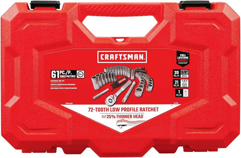 CRAFTSMAN Mechanics Tool Set, 3/8 Inch Drive, 61 Piece (CMMT45161)