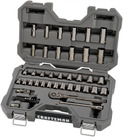 CRAFTSMAN OVERDRIVE 49-Piece Gunmetal Chrome Mechanics Tool Set, Standard SAE/Metric Socket Set, with Hard Case (CMMT99049L)
