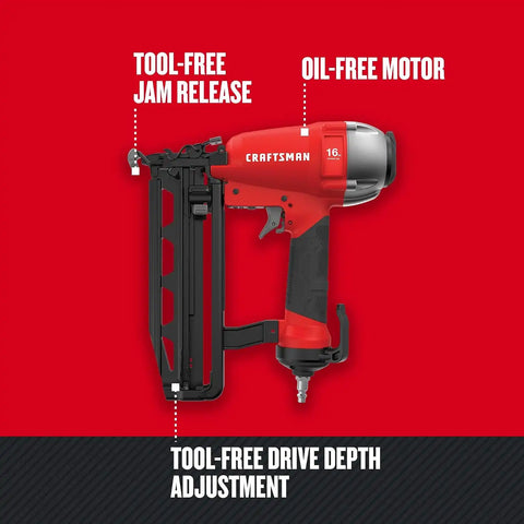 CRAFTSMAN Finish Nailer, 16GA, Oil Free Pump, Pneumatic (CMPFN16K)