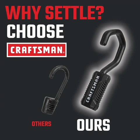 CRAFTSMAN 36" Flat Bungees with Self Centering X-Large Hooks, 32 Pack | XL Non Scratch Steel-Core Hooks, Textured Grip Pad, Easily Stretch and Secure Lightweight Gear, Trunk Cargo & Everyday Hauls