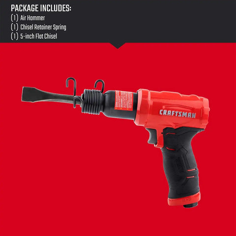 CRAFTSMAN Air Hammer, Medium Stroke, 2,800 BPM, Anti-Slip Handle, 4.4 SCFM at 90 PSI, Flat-Blade Chisel Included