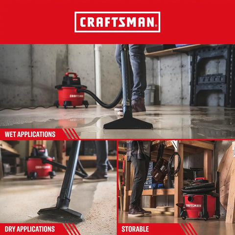 CRAFTSMAN CMXEVBE17584 6 Gallon 3.5 Peak HP Wet Dry Shop Vacuum Bundle
