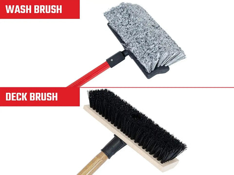 CRAFTSMAN CMXMKIT0100 2-Piece Long Handle Wash Brush Set with 10 in. All-Surface Wash Brush and 12 in. Scrubbing Deck Brush