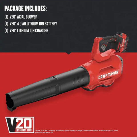 CRAFTSMAN V20 Cordless Leaf Blower, Battery & Charger Included (CMCBL720M1)