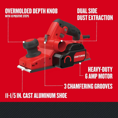 CRAFTSMAN Hand Planer, 6-Amp, 5/64-Inch (CMEW300) - Amazon Vine