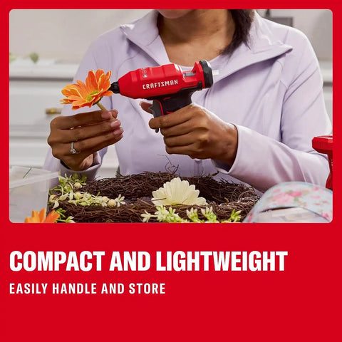 CRAFTSMAN V20 Mini Cordless Hot Glue Gun and Sticks Set with LED Light, Fast Heat Up, Dual Temperature Setting, Compact, Battery Sold Separately (CMGL100B)