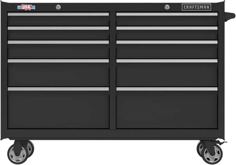 CRAFTSMAN S2000 52" Tool Chest, 10-Drawer Rolling Tool Storage Cabinet with Tray and Holder, Black (CMST352102BK)