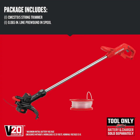 CRAFTSMAN WEEDWACKER V20 Cordless String Trimmer & Edger, 10-inch., Bare Tool (CMCST915B)
