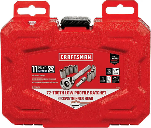 CRAFTSMAN Mechanics Tool Set, Metric, 1/4 Inch Drive, 11 Piece (CMMT34871) (Pack of 6)