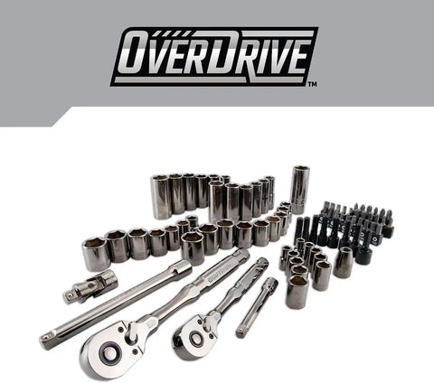 CRAFTSMAN OVERDRIVE 80-Piece Gunmetal Chrome Mechanics Tool Set, Standard SAE/Metric Socket Set, with Hard Case (CMMT99080L)