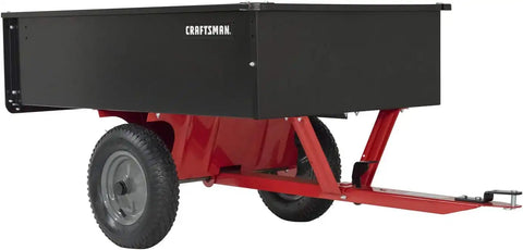 CRAFTSMAN, CMXGZBF7124355, 750-lb Capacity Steel Tow Behind Dump Cart, 12 Cubic Feet Capacity, Removable Tailgate - Garden Utility Trailer, 16” x 4” Pneumatic Tires
