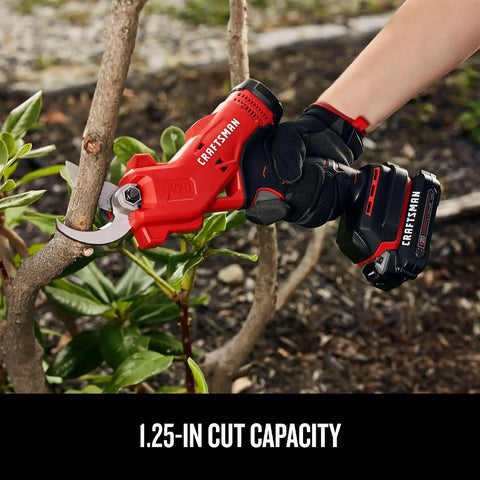 CRAFTSMAN V20 Cordless Electric Pruner, Pruning Shears for Gardening, 2 Ah Battery and Charger Included, Electric Pruning Shears, Tree Pruner (CMCPR320C1)
