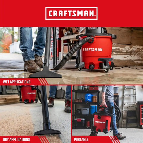 CRAFTSMAN CMXEVBE18690 9 Gallon 4.25 Peak HP Wet Dry Vac, Portable Shop Vacuum Wet and Dry with Filter, Dust Bag, Hose, Car Cleaning Kit and Attachments for Home, Garage and Automotive Cleaning