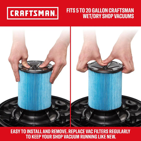 CRAFTSMAN CMXEVBE17656 20 Gallon 6.5 Peak HP Wet Dry Vac with Cart, Heavy-Duty Shop Vacuum Wet and Dry with 2 Fine Dust Filters, Dust Bag, Hose and Attachments for Shop, Garage, Jobsite Cleaning