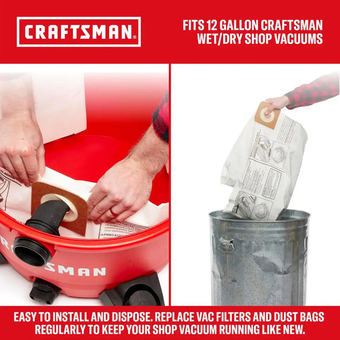 CRAFTSMAN CMXEVBE17606 12 Gallon 6.0 Peak HP Wet Dry Blower Vacuum Bundle