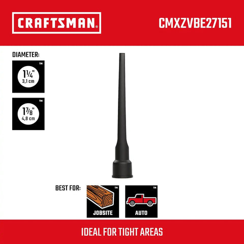 CRAFTSMAN CMXZVBE27151 1-1/4, 1-7/8 in. Crevice Tool Wet Dry Vac Attachment