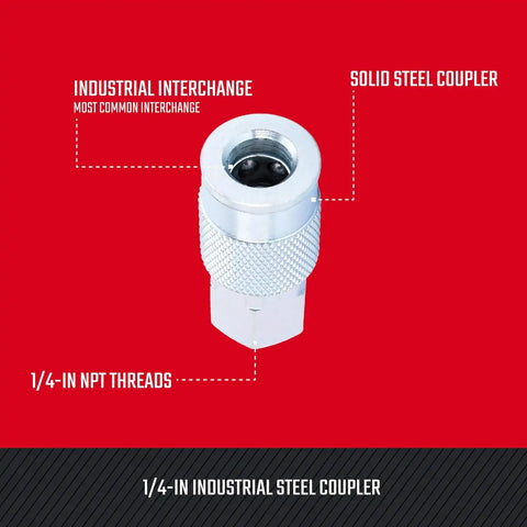 CRAFTSMAN 1/4-in Steel NPT Female Coupler for Air Hose Fittings, Quick Connector Coupler, Industrial Interchange