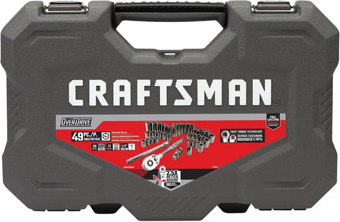 CRAFTSMAN OVERDRIVE 49-Piece Gunmetal Chrome Mechanics Tool Set, Standard SAE/Metric Socket Set, with Hard Case (CMMT99049L)