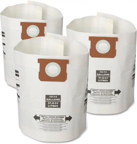 CRAFTSMAN CMXZVBE38768 10-14 Gal. Wet Dry Shop Vacuum Dust Collection Bags | For General Debris, Fits Most 10 to 14 Gallon Shop Vacuums, Collects Dry Only Debris, Reduces Cleanup Time, 3-Pack